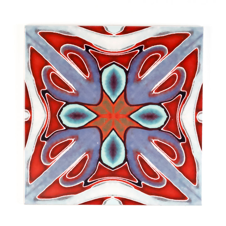 SALE SECONDS - SET OF 3x 15.2cm tiles - Victorian Red Twining