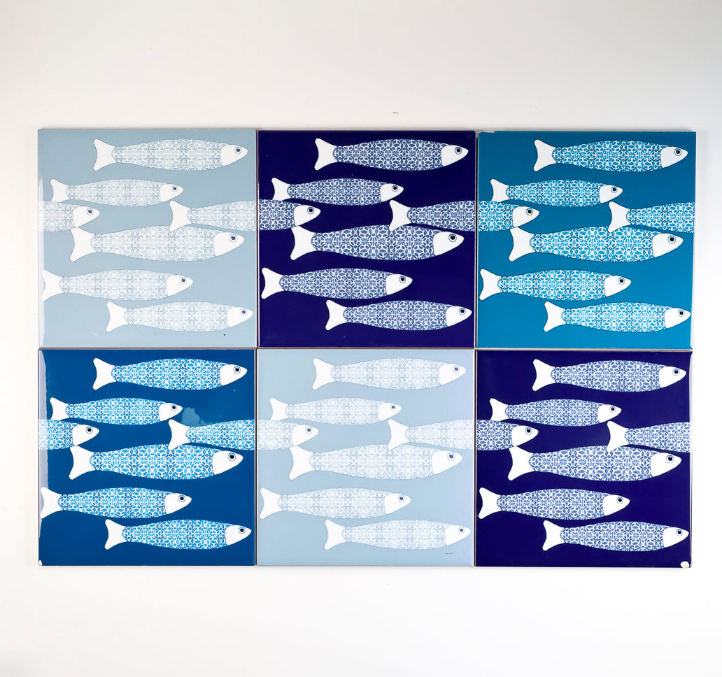SALE SECONDS : Set of 6 x 15.2cm Mixed Ocean Shoal tiles