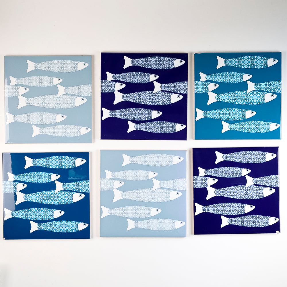 SALE SECONDS : Set of 6 x 15.2cm Mixed Ocean Shoal tiles