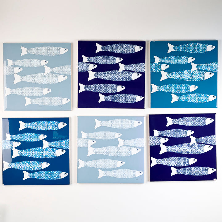 SALE SECONDS : Set of 6 x 15.2cm Mixed Ocean Shoal tiles