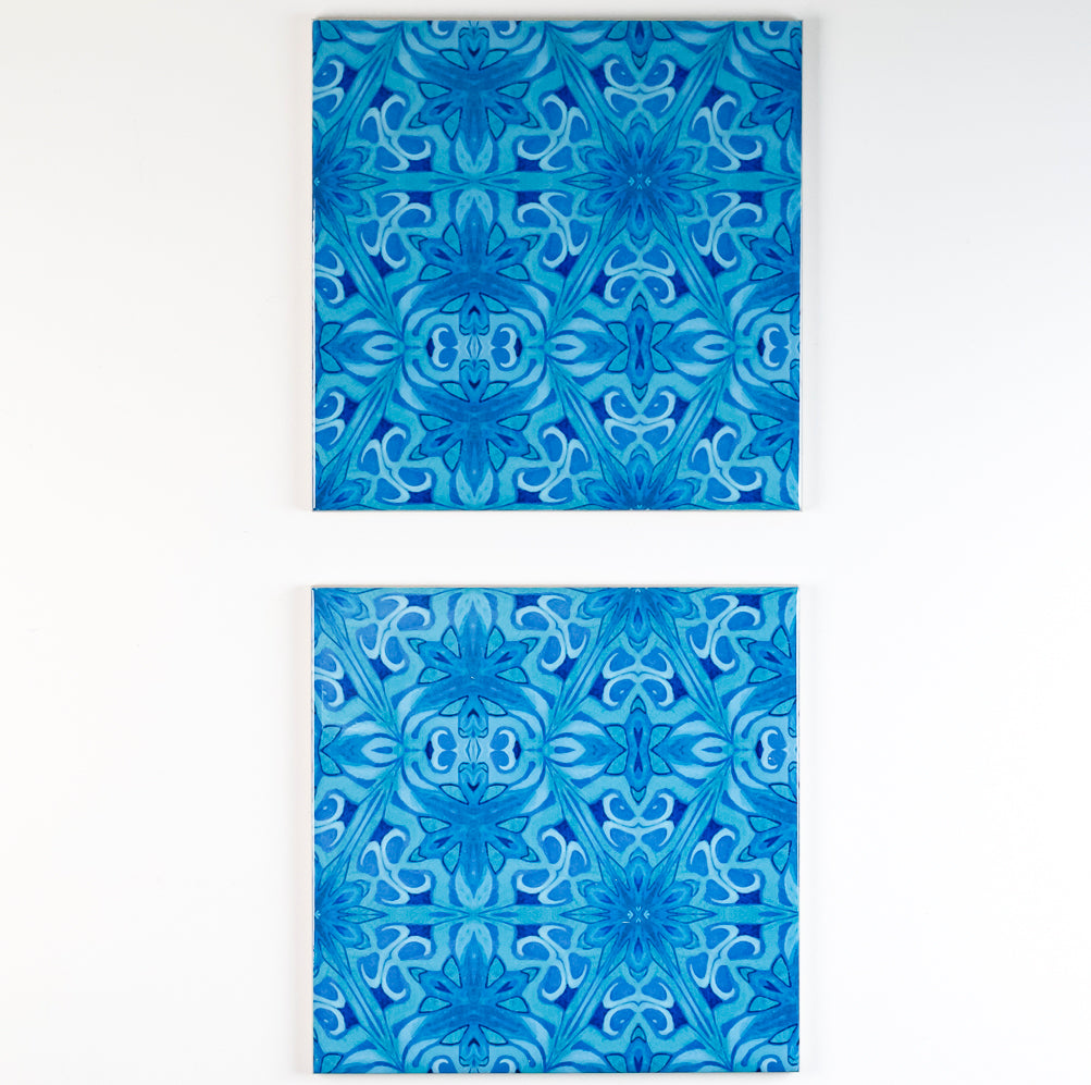 SALE - Set of 18 x 15.2cm tiles - Agapanthus Offset
