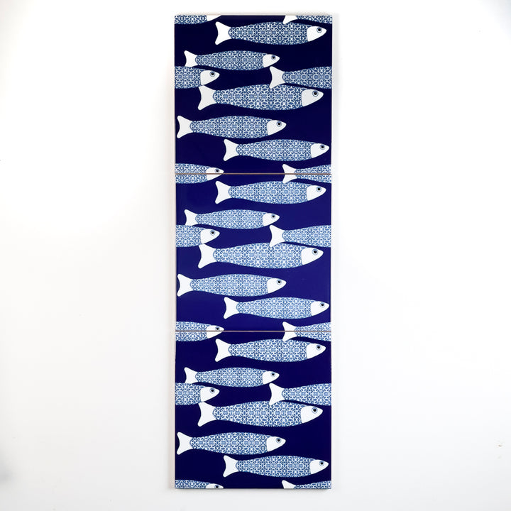 SALE SECONDS - Set of 3x 15.2cm Ocean Shoal tile - Navy Blue