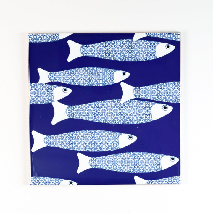 SALE SECONDS - Set of 3x 15.2cm Ocean Shoal tile - Navy Blue
