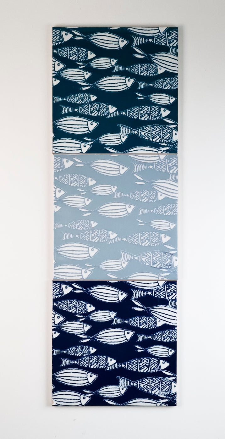 SALE SECONDS : Set of 3 x 15.2cm Mixed Design fish tiles