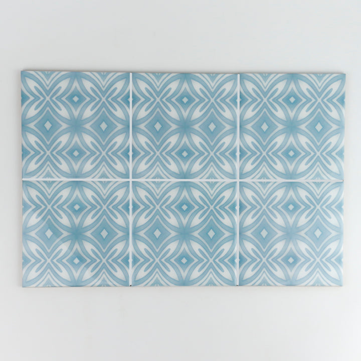 SALE SET - 10 x 15.2cm Pale Blue Star tiles