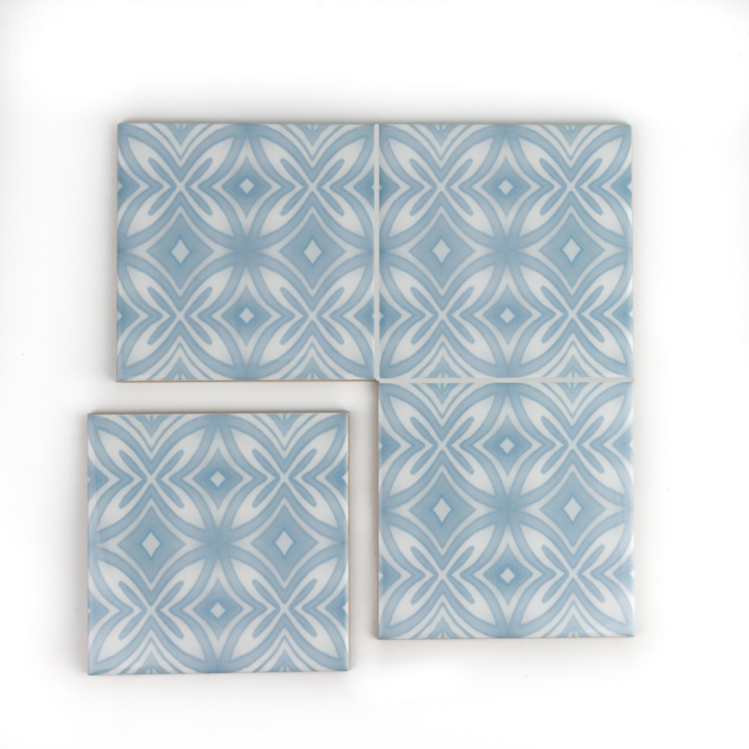 SALE SET - 10 x 15.2cm Pale Blue Star tiles