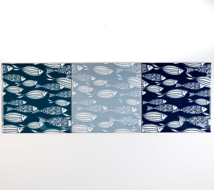 SALE SECONDS : Set of 3 x 15.2cm Mixed Design fish tiles