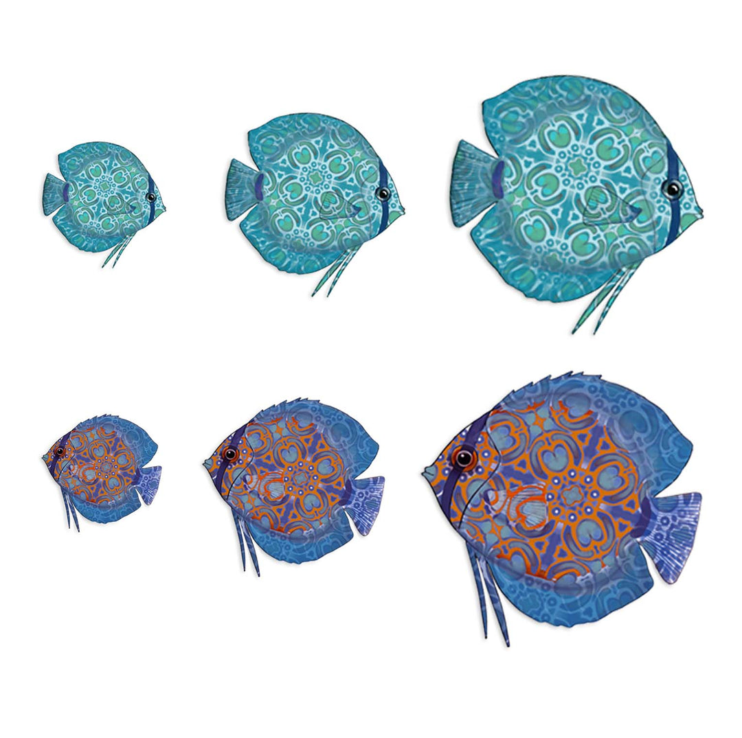 Discus fish tile decals - Blue / Red