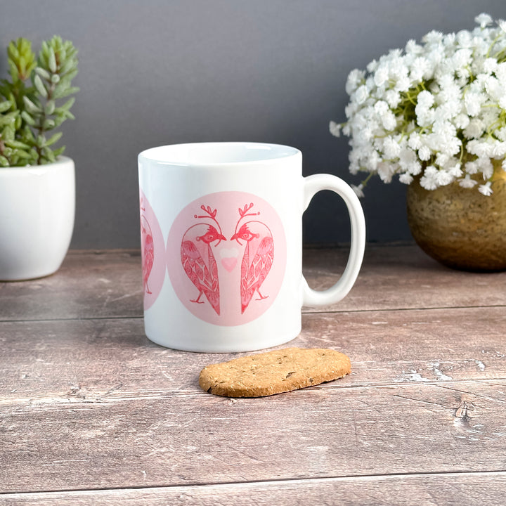SALE - Pale Pink Lovebirds Mug (ceramic)
