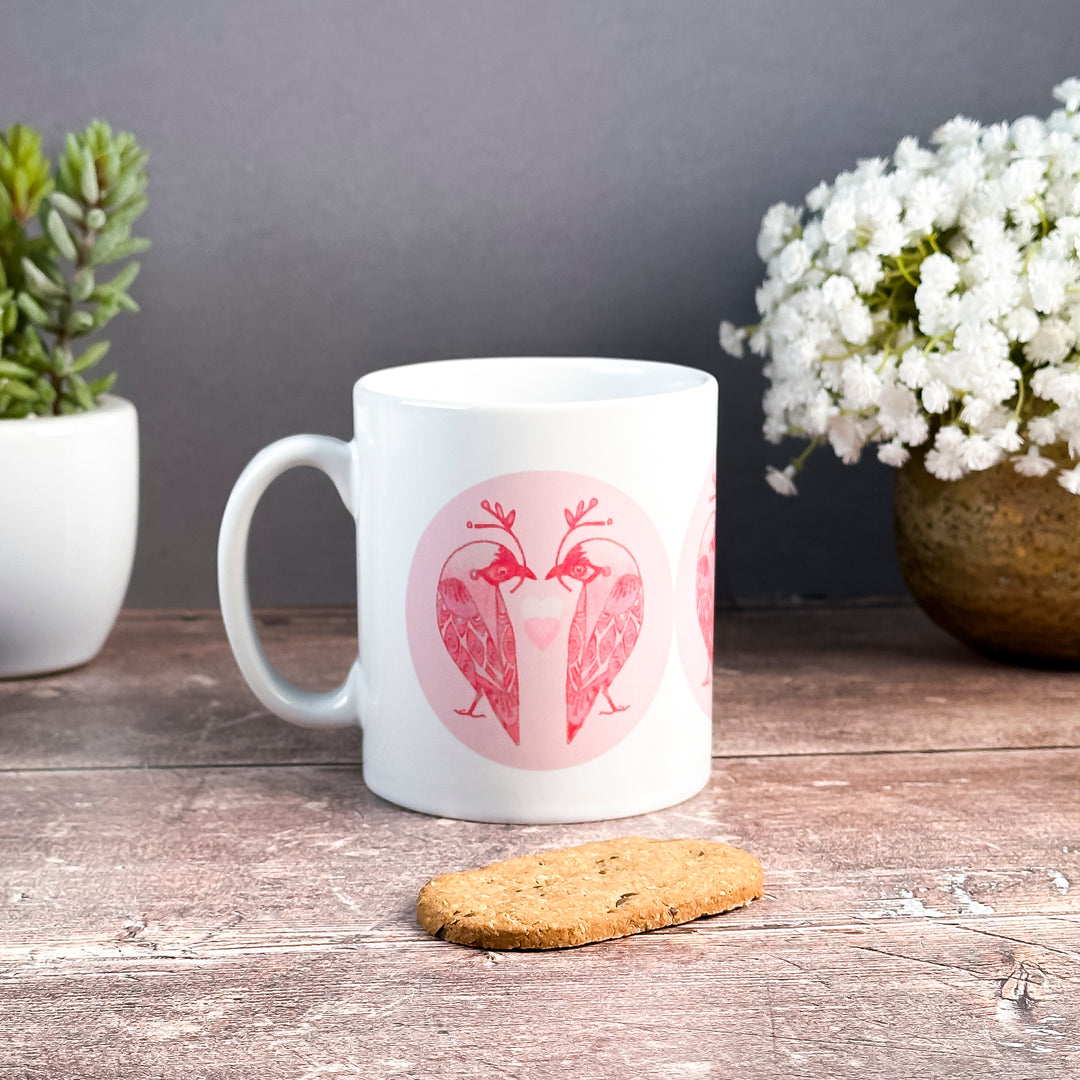 SALE - Pale Pink Lovebirds Mug (ceramic)