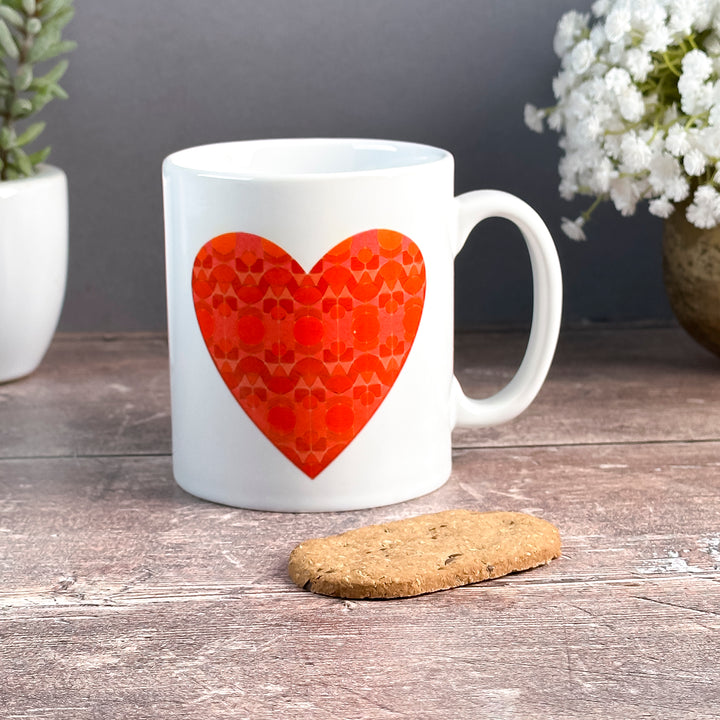 SALE - Red Heart Ceramic Mug