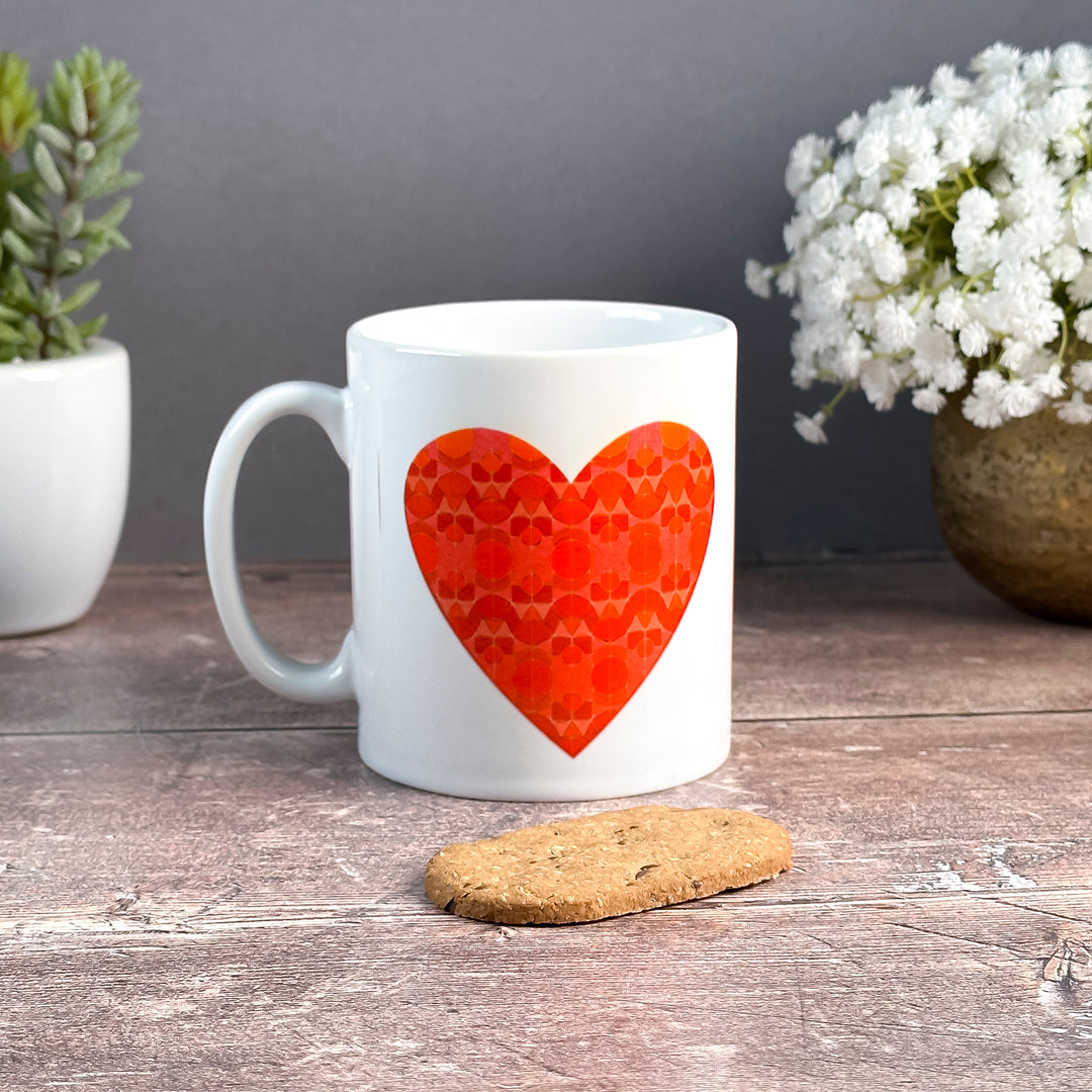 SALE - Red Heart Ceramic Mug