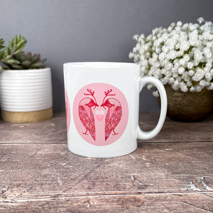 SALE - Pale Pink Lovebirds Mug (ceramic)
