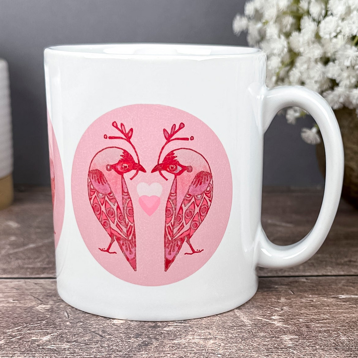 Pale Pink Lovebirds Mug