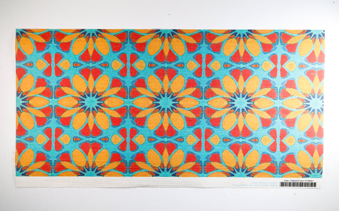 Sale - Moroccan Flower - Grasscloth Wallpaper Sample