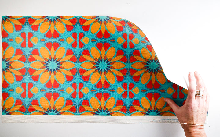 Sale - Moroccan Flower - Grasscloth Wallpaper Sample