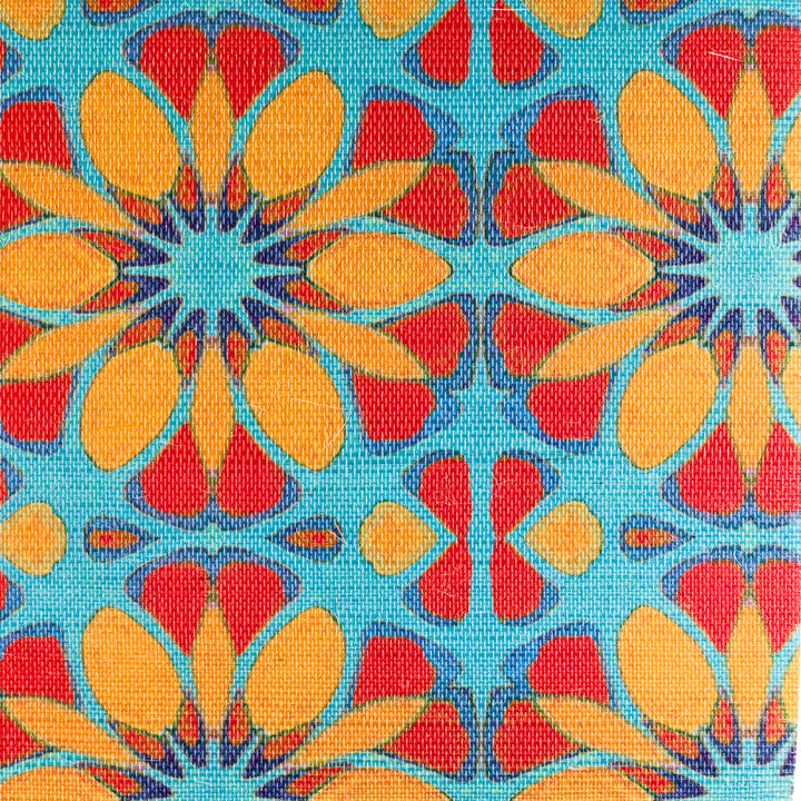 Sale - Moroccan Flower - Grasscloth Wallpaper Sample