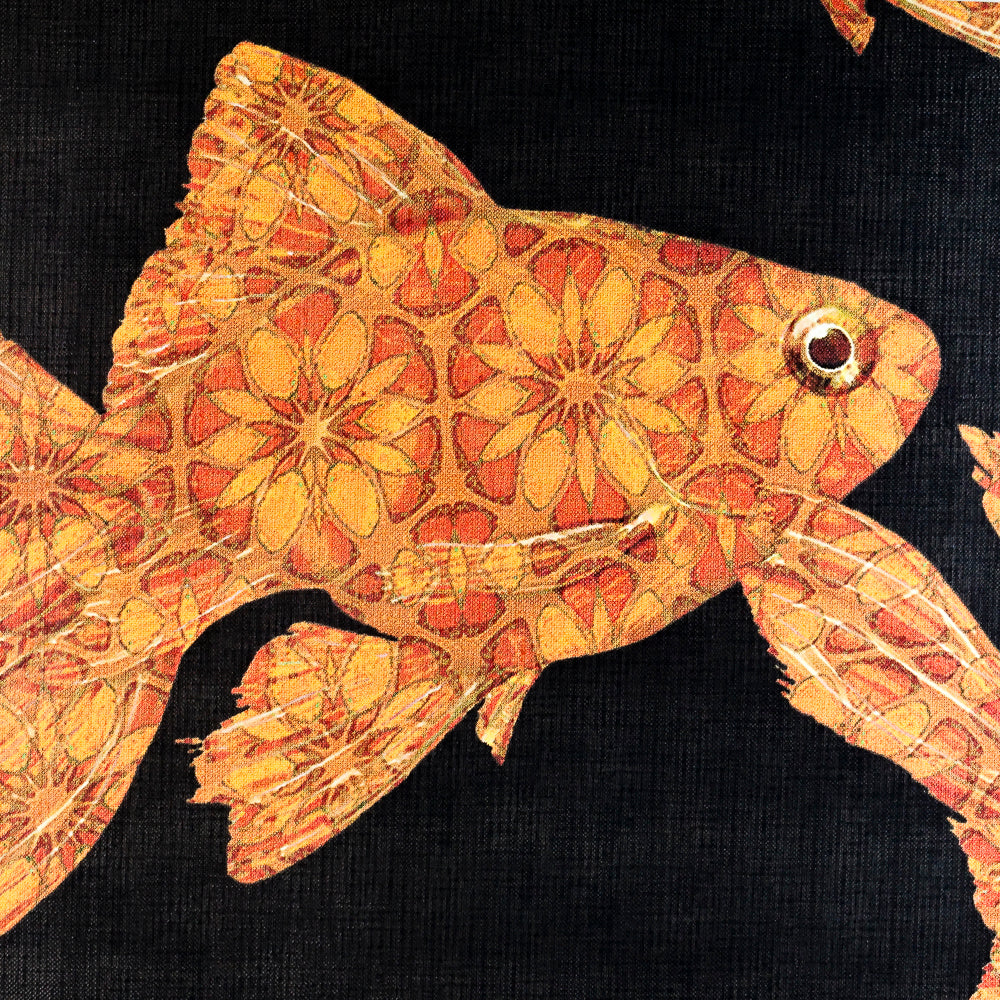 Sale - Goldfish on Black - Wallpaper Sample