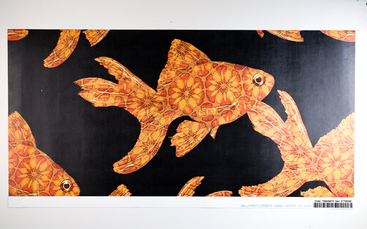 Sale - Goldfish on Black - Wallpaper Sample