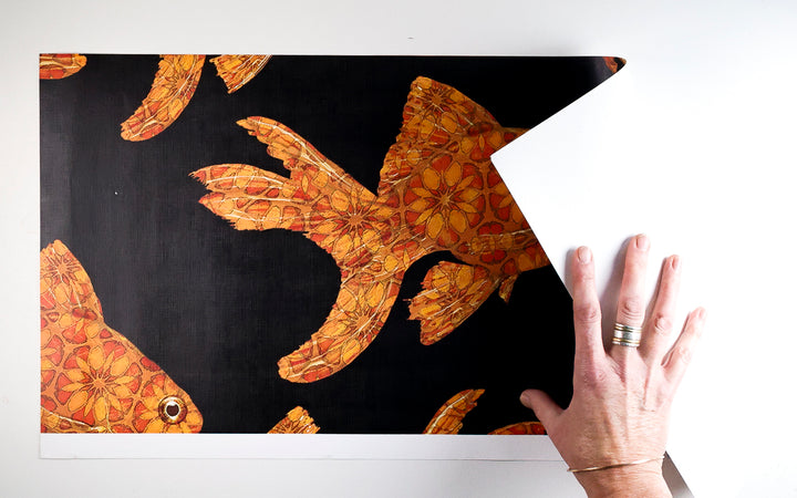 Sale - Goldfish on Black - Wallpaper Sample