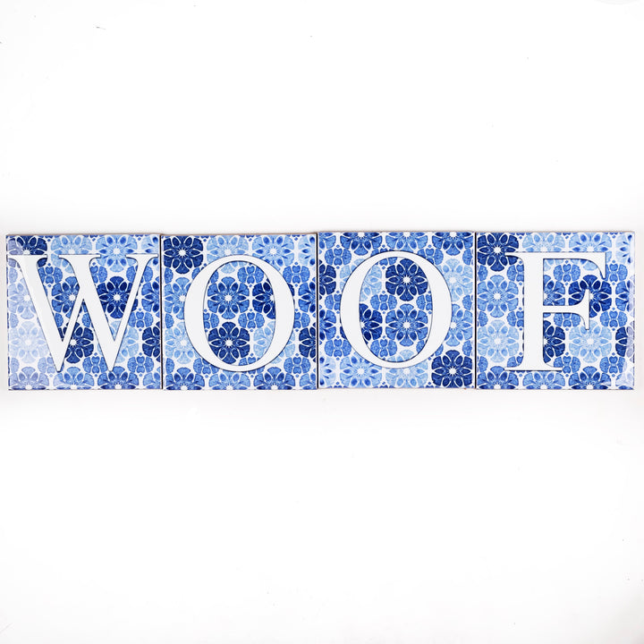 SALE SET of 4x 10.8cm Letter Tiles ("WOOF")