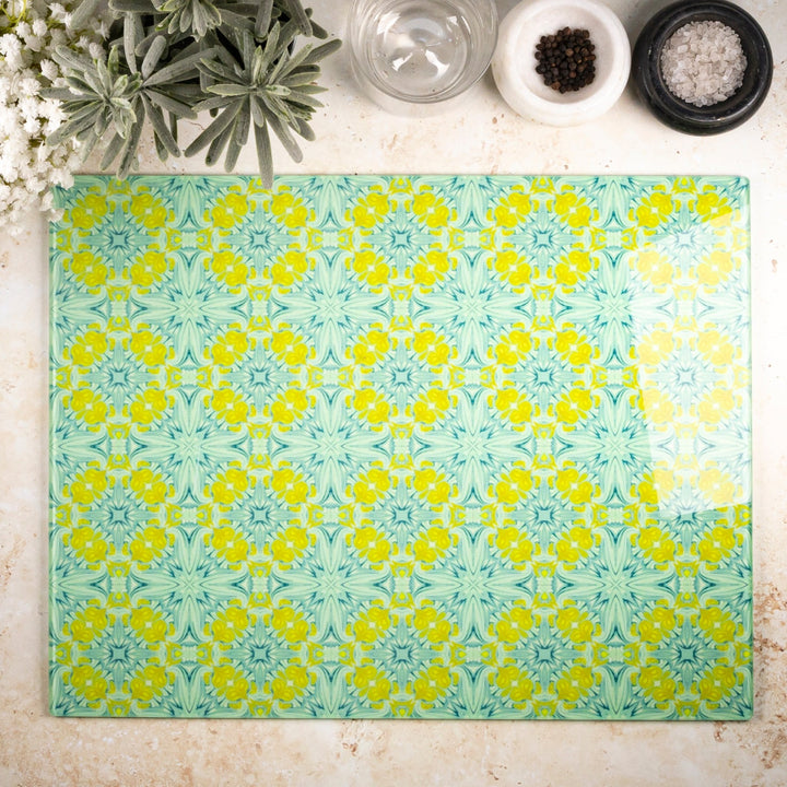 Yellow/Green Vintage Bouquet Chopping Board | Trivet