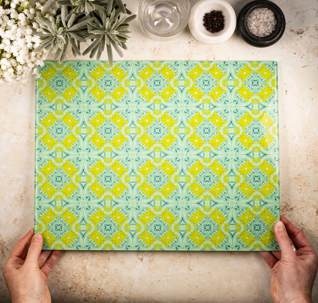 Yellow/Green Vintage Bouquet Chopping Board | Trivet