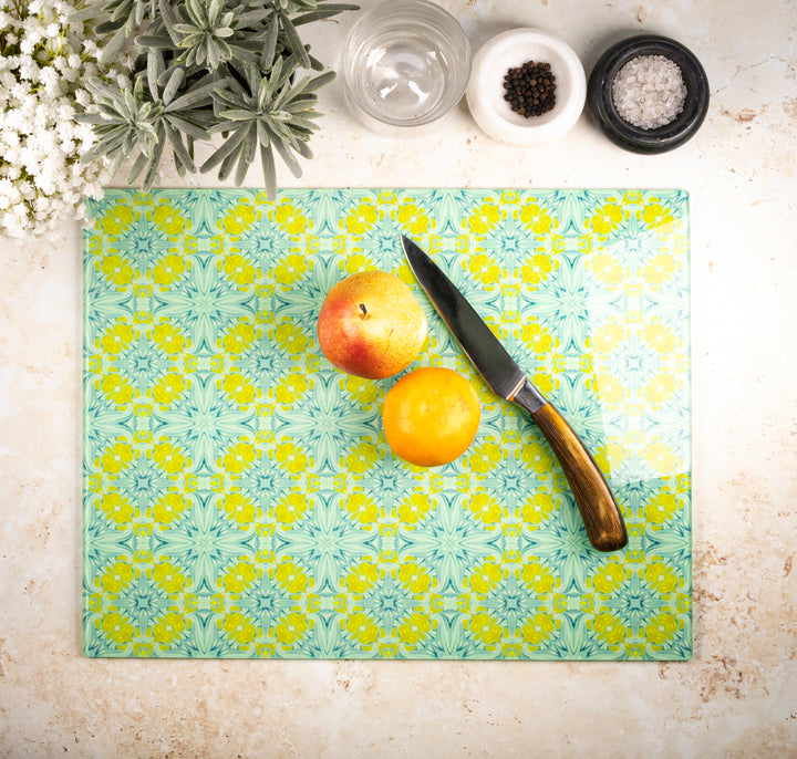 Yellow/Green Vintage Bouquet Chopping Board | Trivet