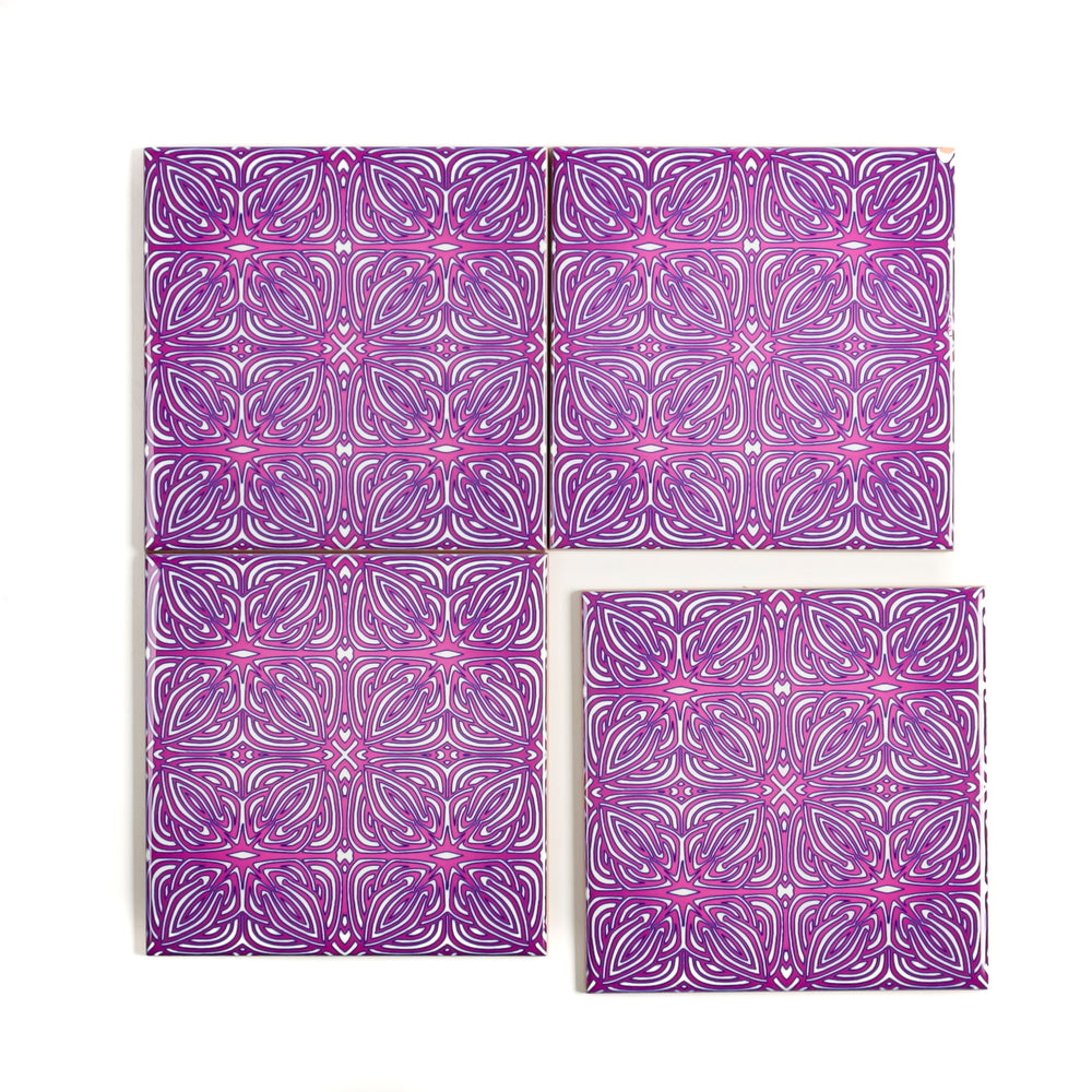 'Rhododendron Flower' Pink Purple tile