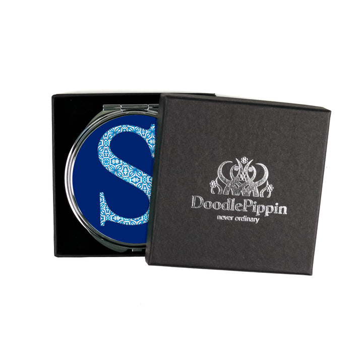 Personalised Initial Compact Folding Mirror and Lens Cloth