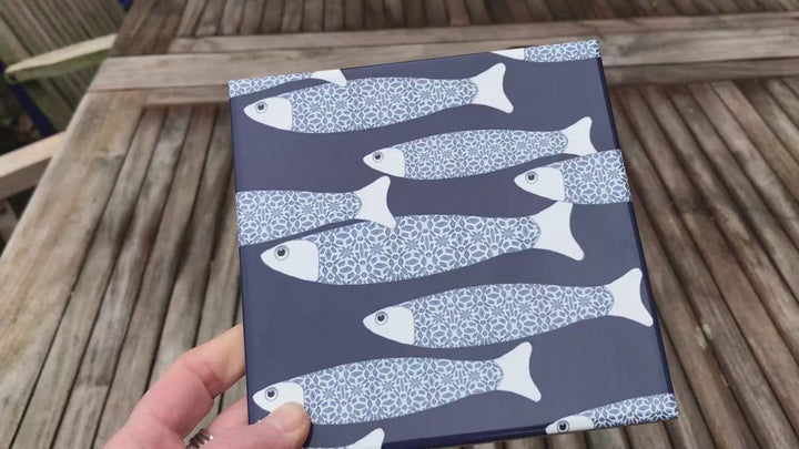 Ocean Shoal tile - Navy -  FIRED INK Version