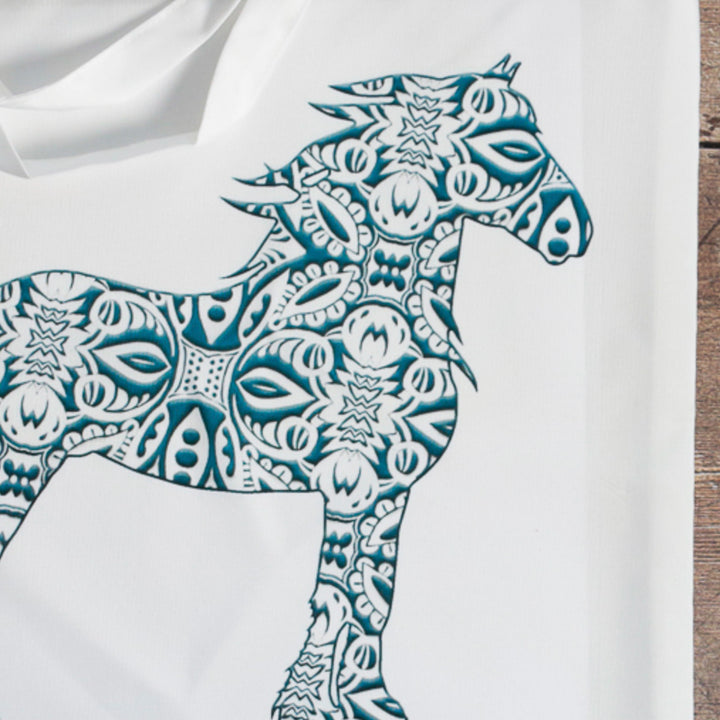 SALE  Horse Tote Bag - small white (short handles)
