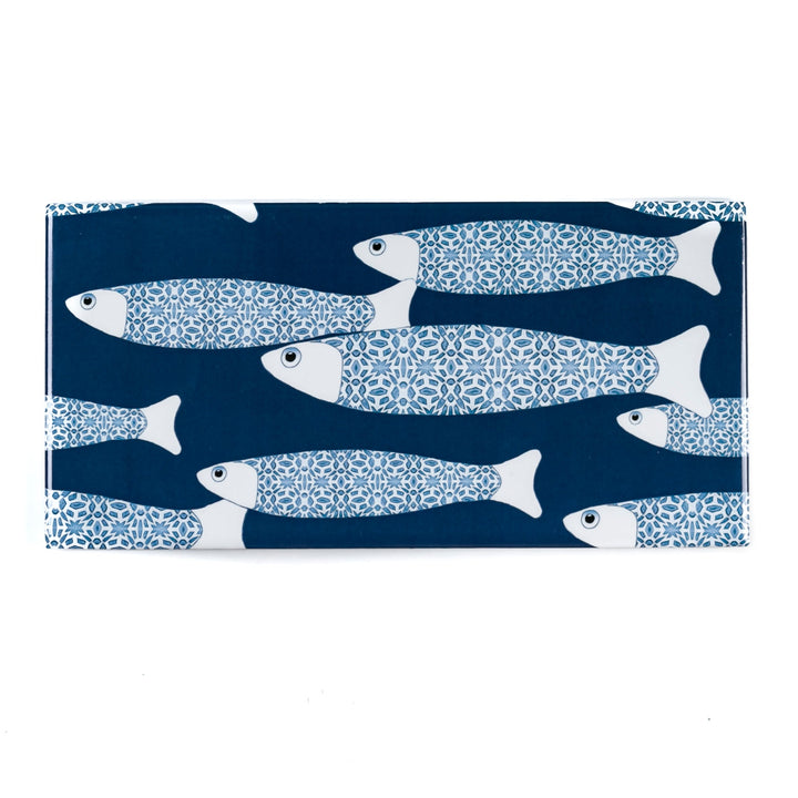 Navy Blue Ocean Shoal tiles - 20x10cm -  FIRED INK Version