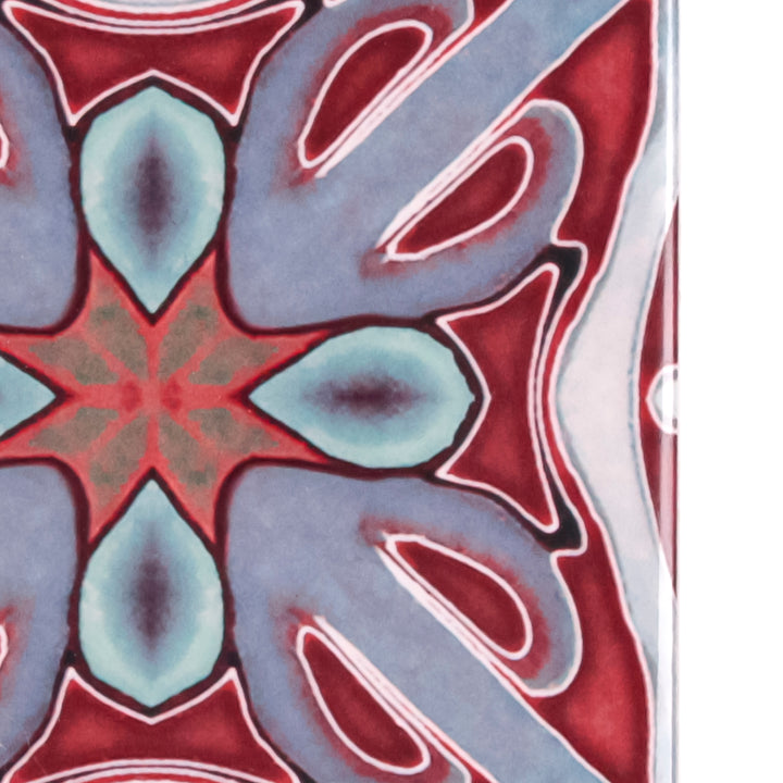 "Red Victorian" twining Art Deco tiles -  FIRED INK Version