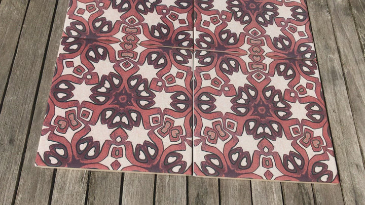 Ochre Cream Cogs tile -  FIRED INK Version
