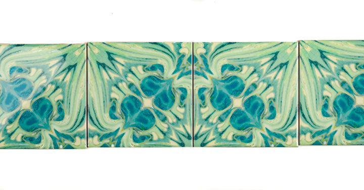 Arts and Crafts Tiles - Blue Green Vintage