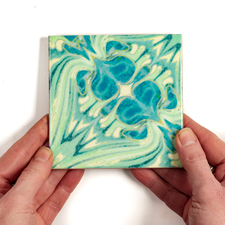 Arts and Crafts Tiles - Blue Green Vintage