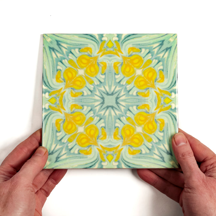 Yellow Green Vintage Botanical Tiles