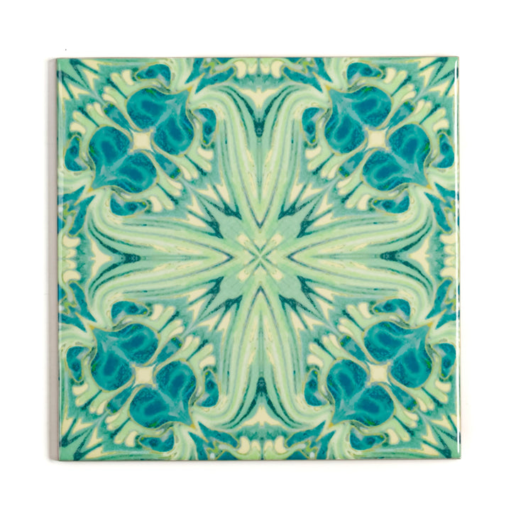 Blue Green Vintage Botanical Tiles