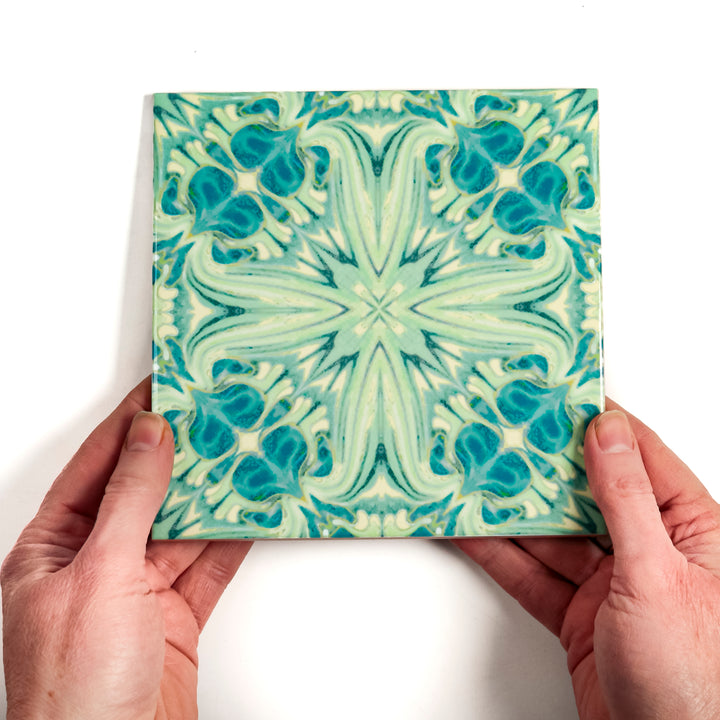 Blue Green Vintage Botanical Tiles