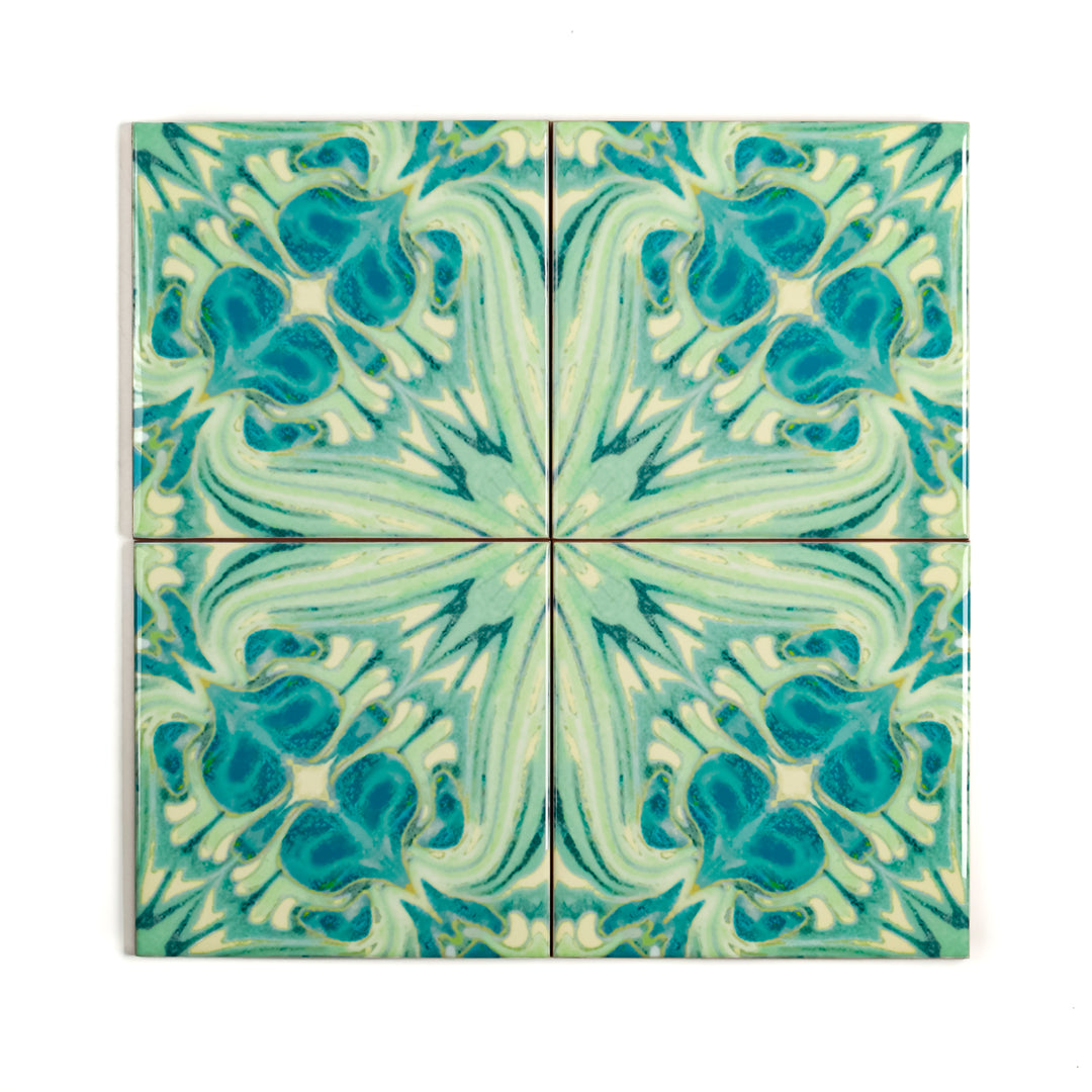Arts and Crafts Tiles - Blue Green Vintage
