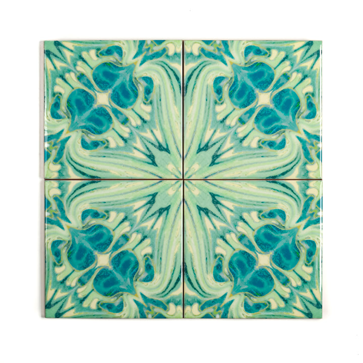 Arts and Crafts Tiles - Blue Green Vintage
