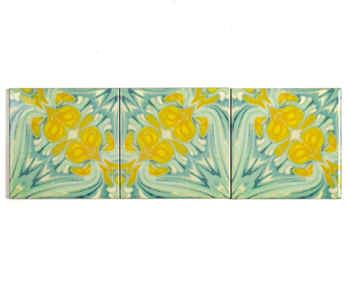 Yellow Green Vintage Botanical Tiles - Large Scale