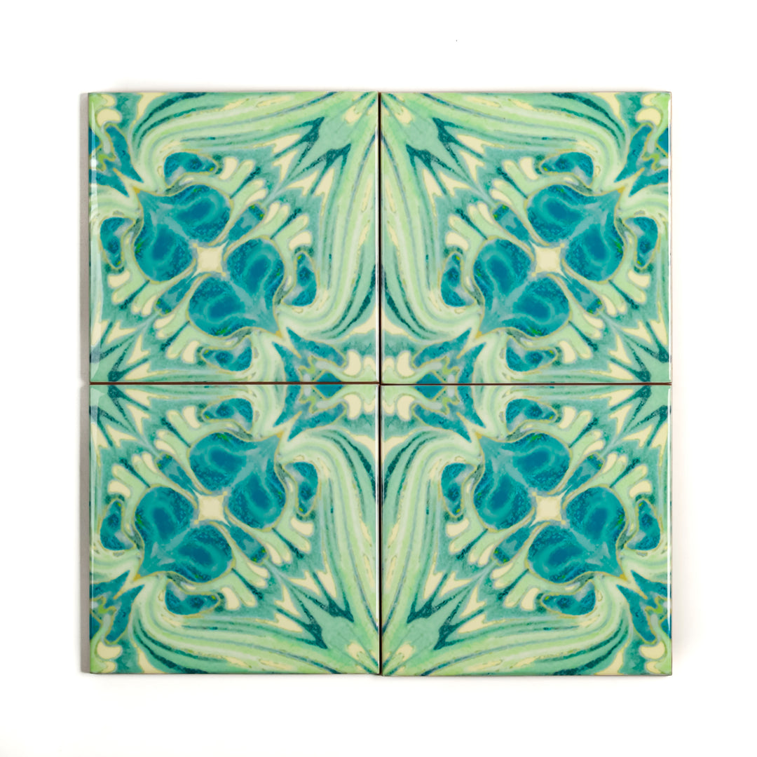 Arts and Crafts Tiles - Blue Green Vintage