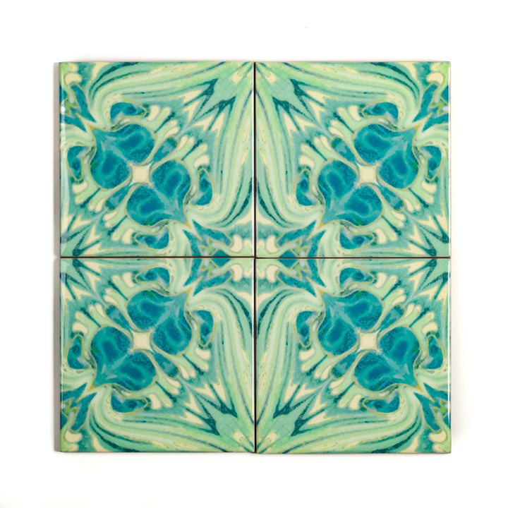 Arts and Crafts Tiles - Blue Green Vintage