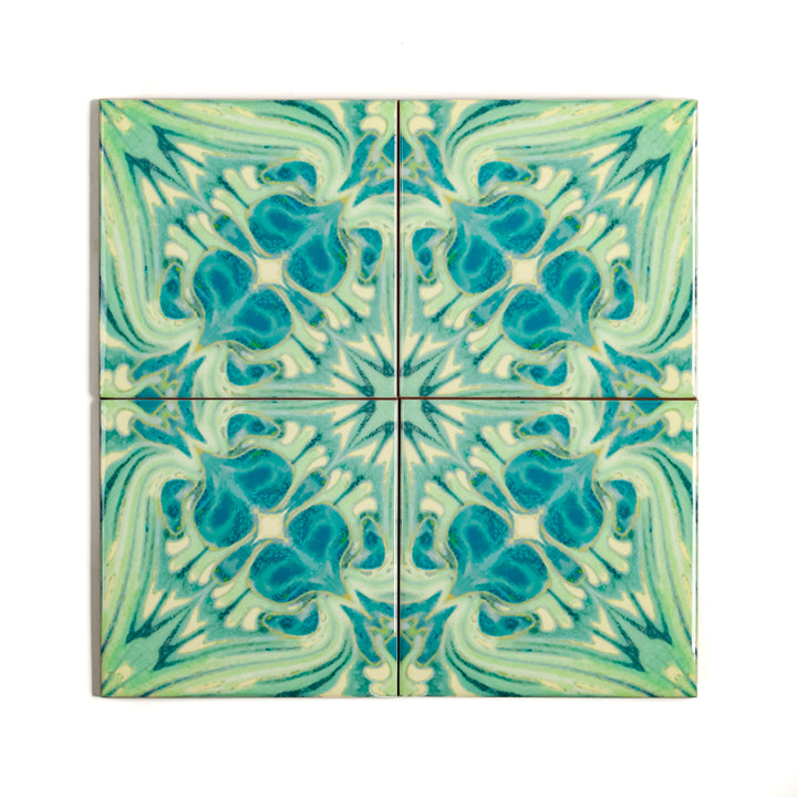 Arts and Crafts Tiles - Blue Green Vintage