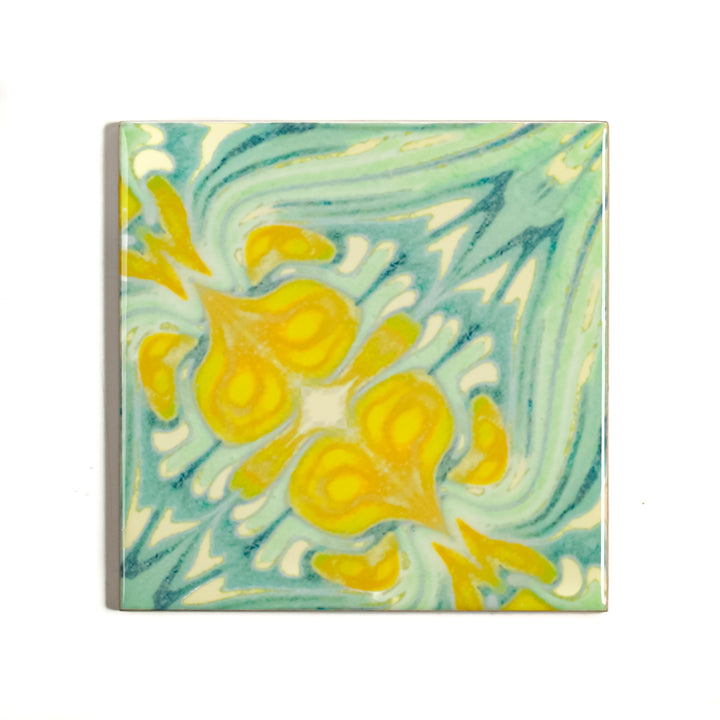 Yellow Green Vintage Botanical Tiles - Large Scale