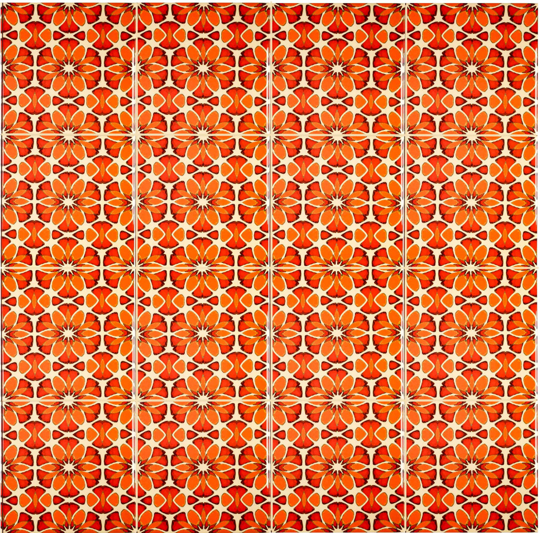 Moroccan Flower Tile - Orange Apricot Version