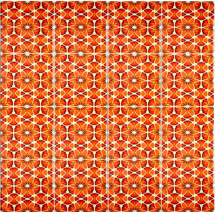 Moroccan Flower Tile - Orange Apricot Version