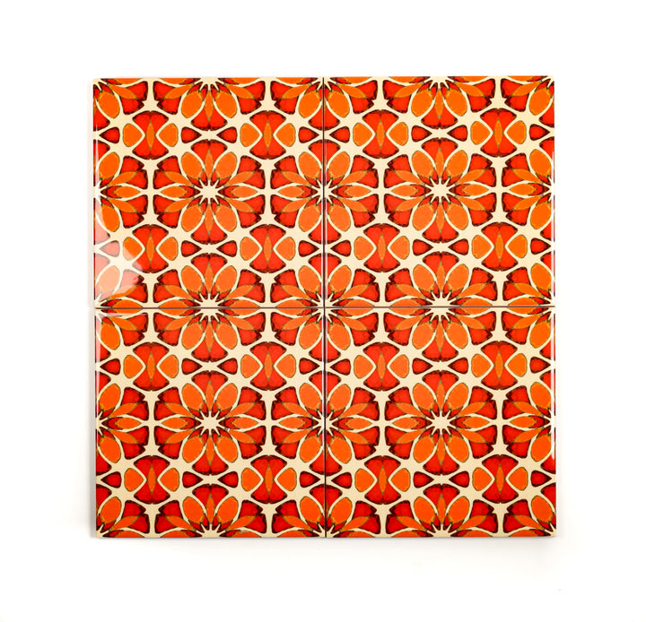 Moroccan Flower Tile - Orange Apricot Version